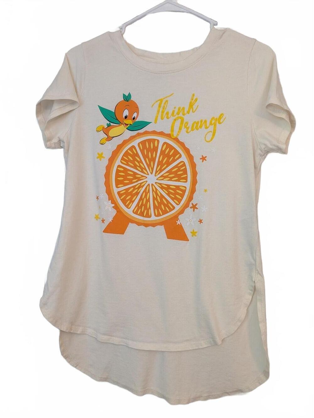Disney Store Women's M Think Orange Graphic T-Shirt High Low Florida Orange Bird
